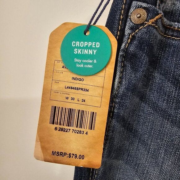 NWT SILVER JEANS AVERY SKINNY CROP ULTRA CURVY HIGH RISE SIZE 30 WOMENS - Picture 8 of 16